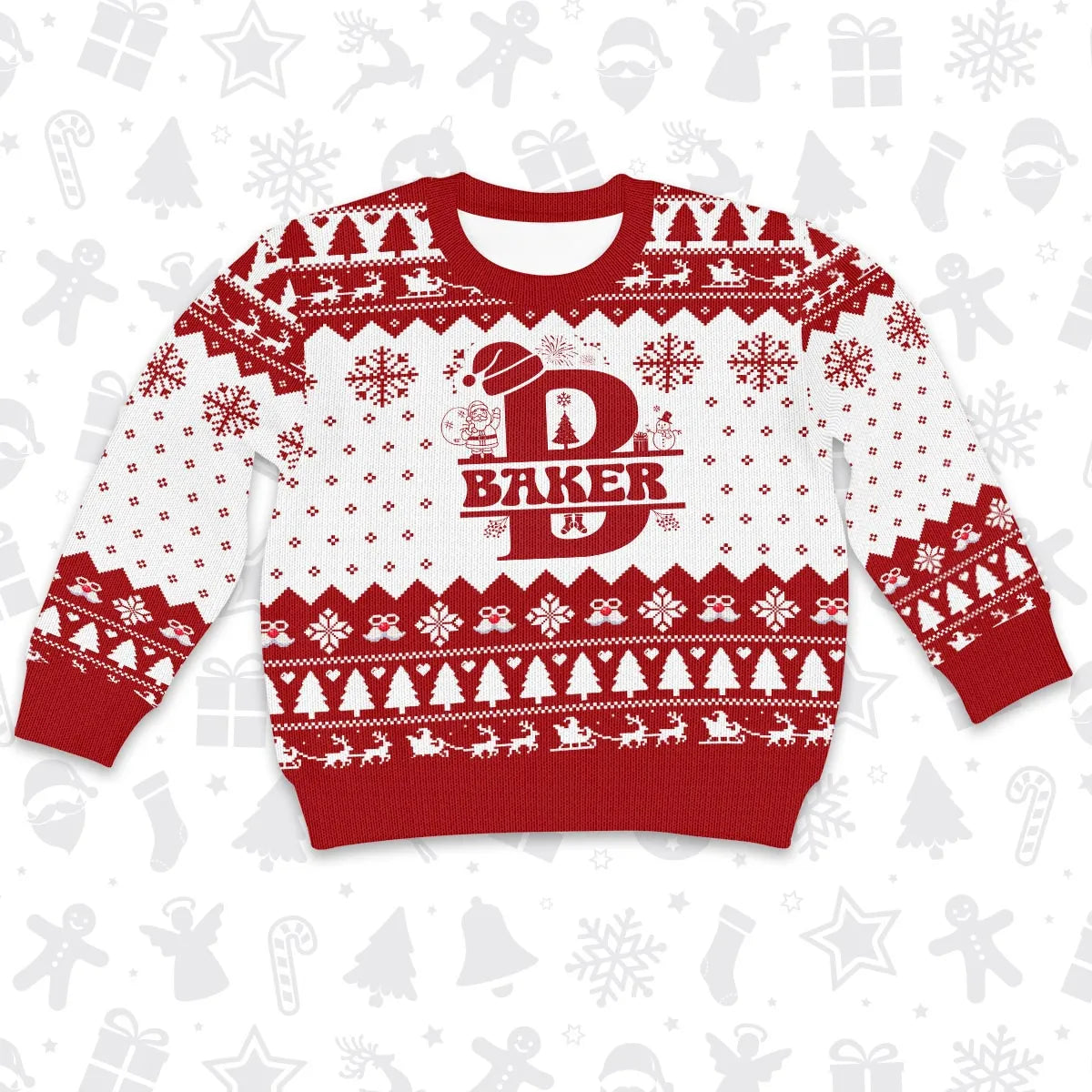 BAKER Personalized Christmas Pajama Set - Holiday Gift Outfit 13K1-CR2