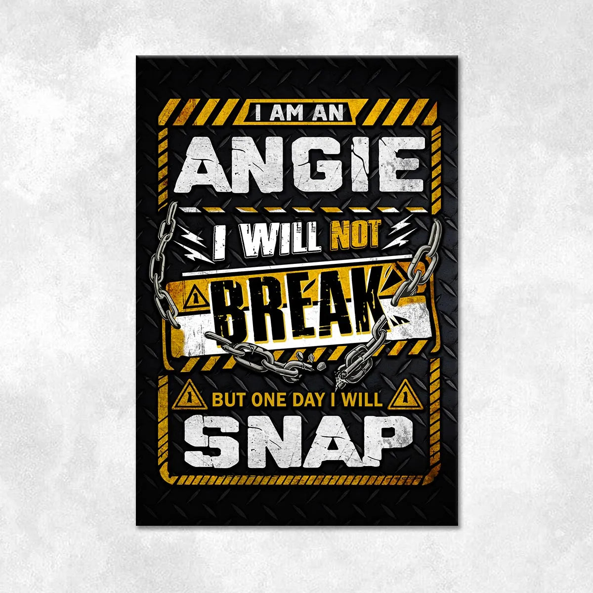 ANGIE Motivational Rug – Black & Yellow Quote Carpet for Living Room 13K1-AR1