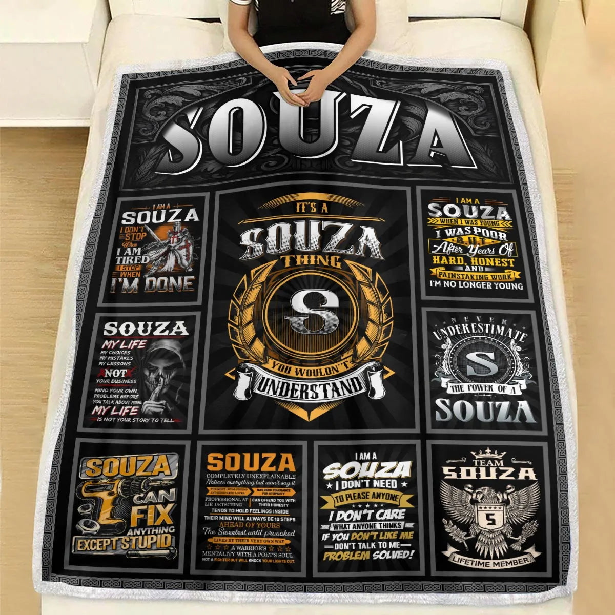 SOUZA Personalized Blanket | Custom Name Cozy Throw Gift 13K1-BK2
