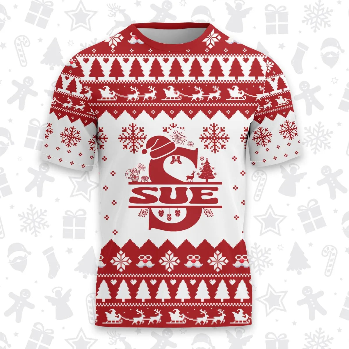 SUE Personalized Christmas T-Shirt Pajama Set - Holiday Gift Outfit 13K1-CR2