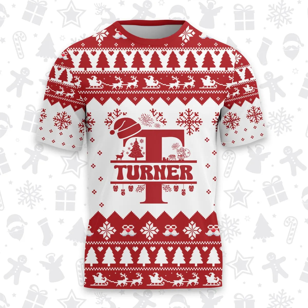 TURNER Personalized Christmas T-Shirt Pajama Set - Holiday Gift Outfit 13K1-CR2