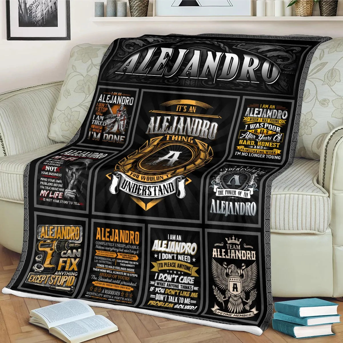 ALEJANDRO Personalized Blanket | Custom Name Cozy Throw Gift 13K1-BK2