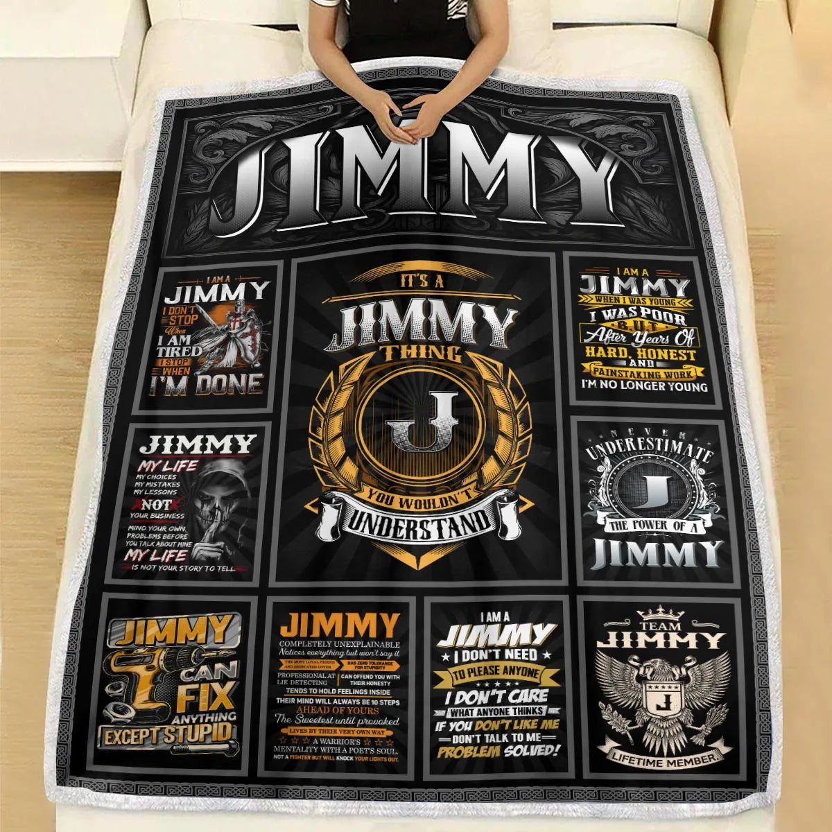 JIMMY Personalized Blanket | Custom Name Cozy Throw Gift 13K1-BK2
