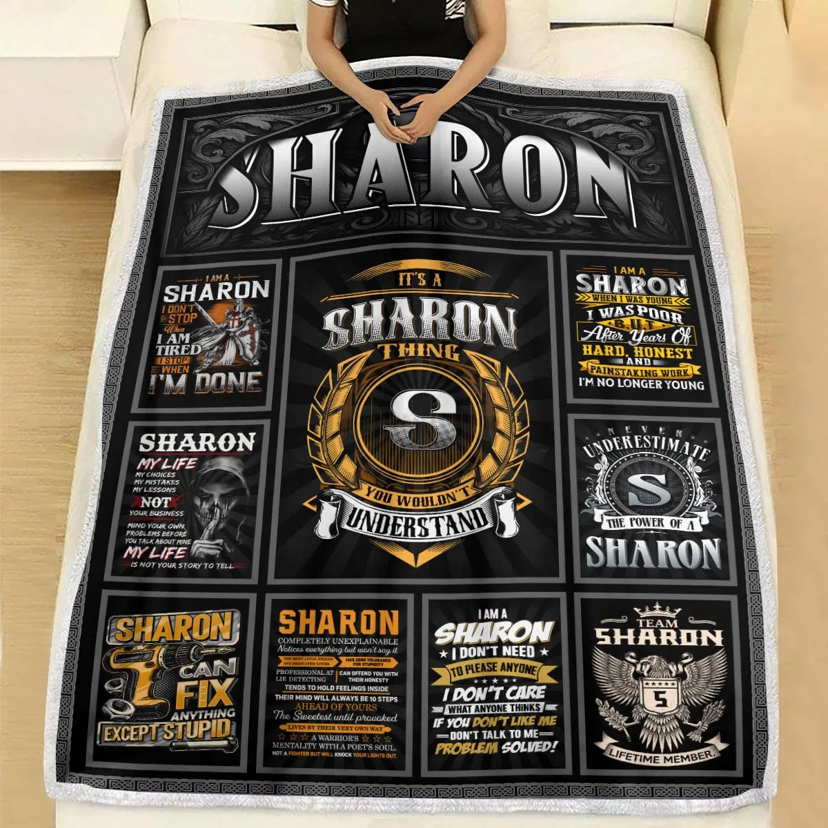 SHARON Personalized Blanket | Custom Name Cozy Throw Gift 13K1-BK2