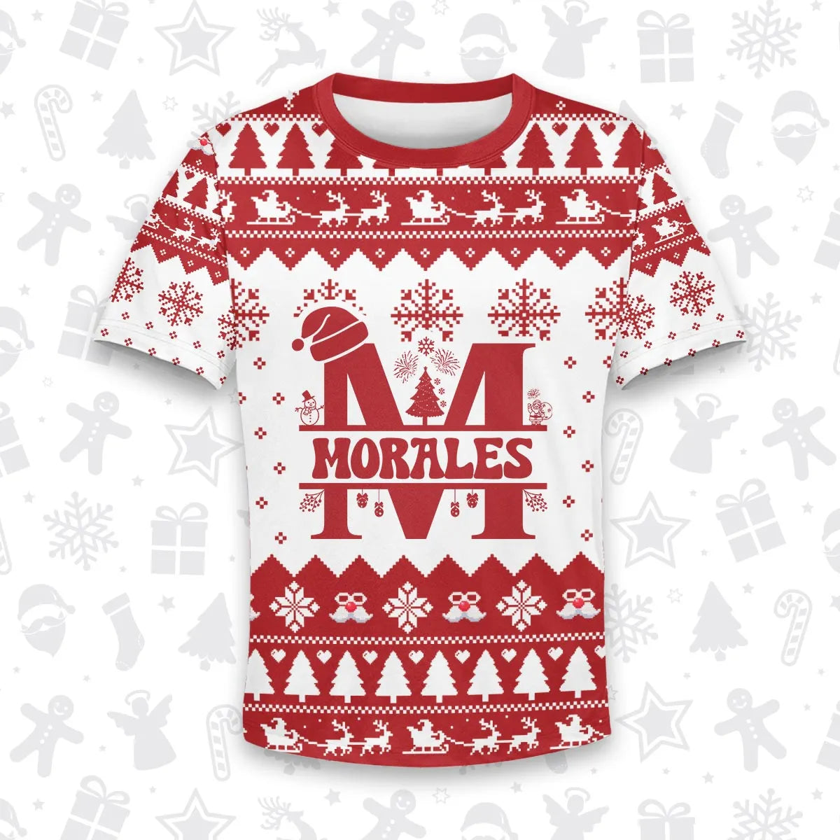 MORALES Personalized Christmas T-Shirt Pajama Set - Holiday Gift Outfit 13K1-CR2