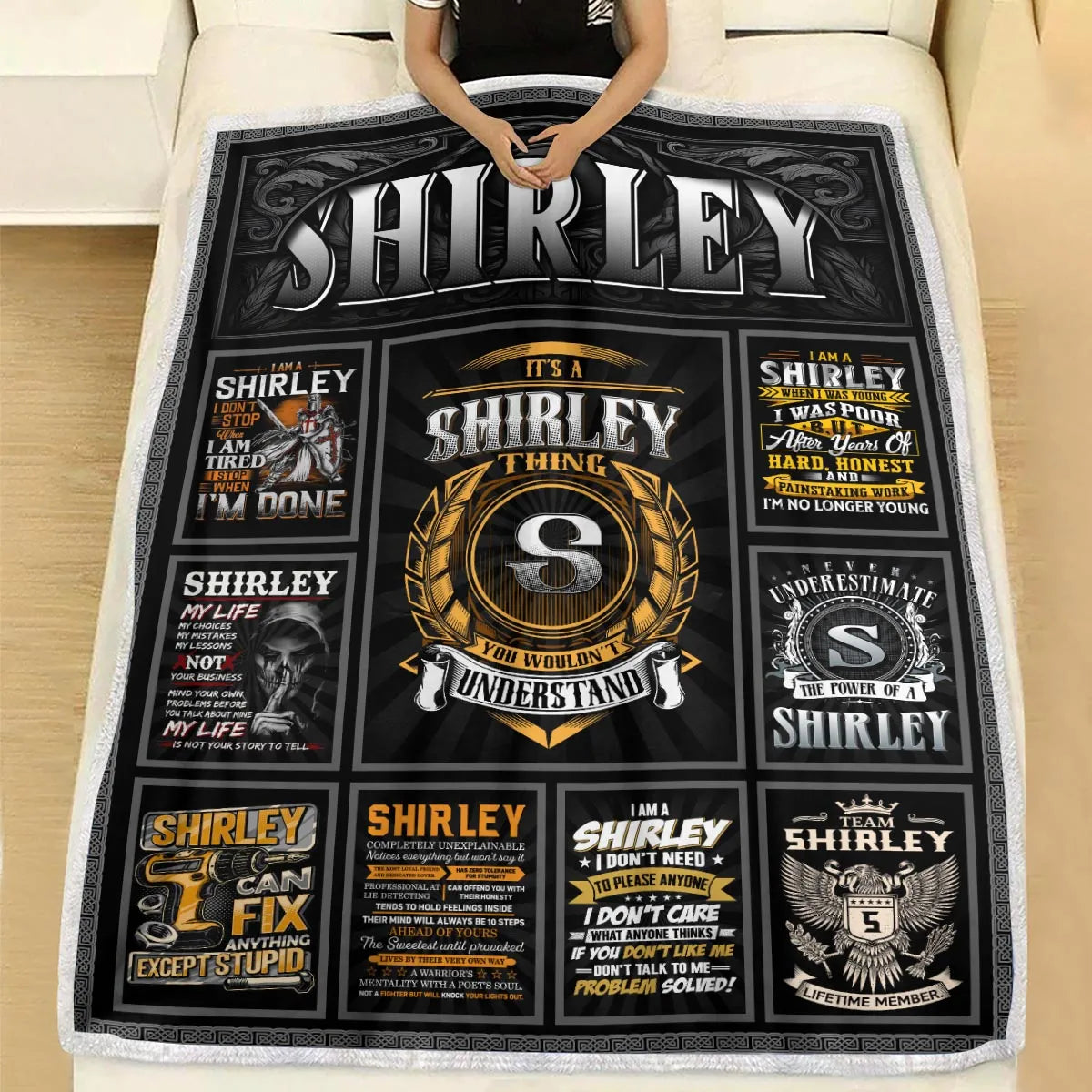 SHIRLEY Personalized Blanket | Custom Name Cozy Throw Gift 13K1-BK2