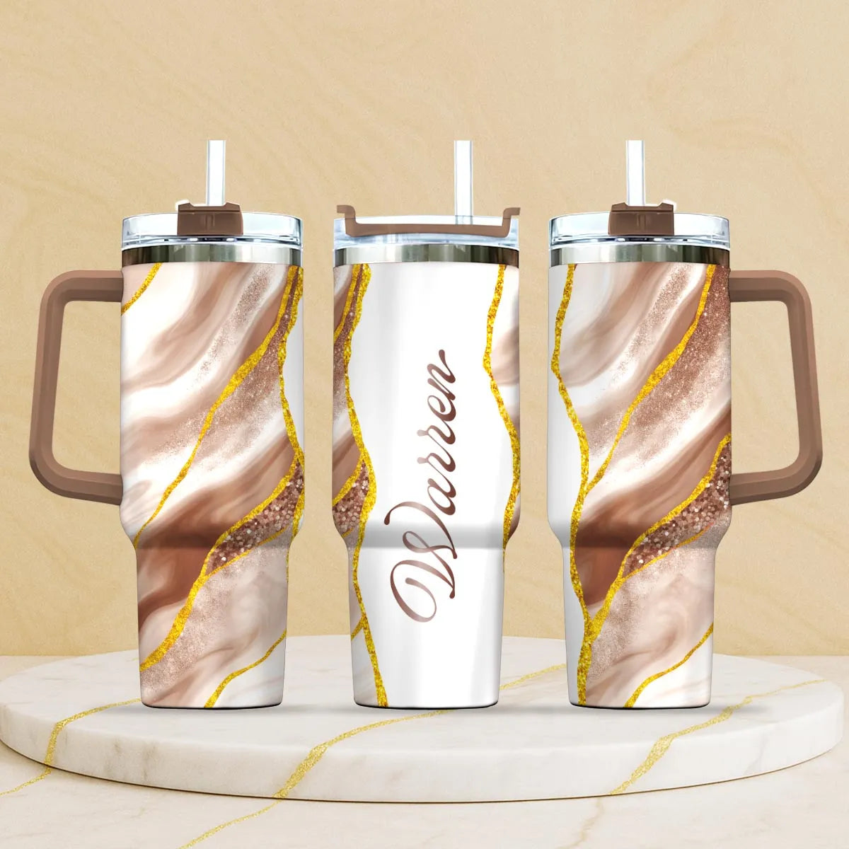 WARREN 40oz Personalized Tumbler Cup with Straw | Custom Stainless Steel Mug 13K1-TB1