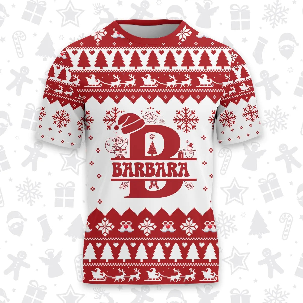 BARBARA Personalized Christmas T-Shirt Pajama Set - Holiday Gift Outfit 13K1-CR2