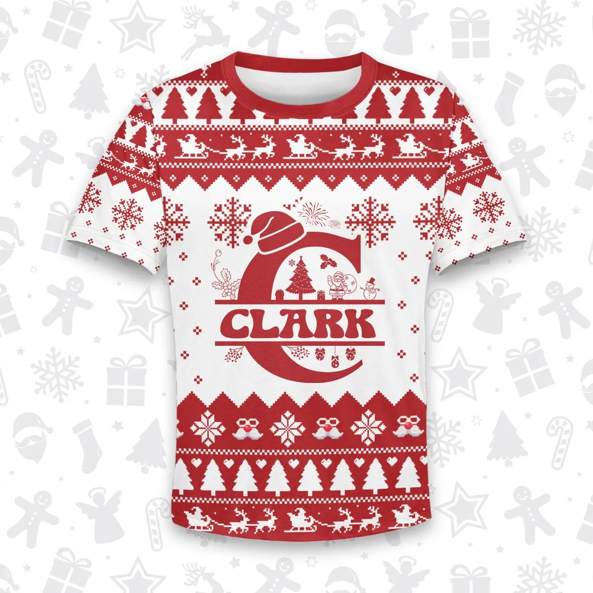 CLARK Personalized Christmas T-Shirt Pajama Set - Holiday Gift Outfit 13K1-CR2