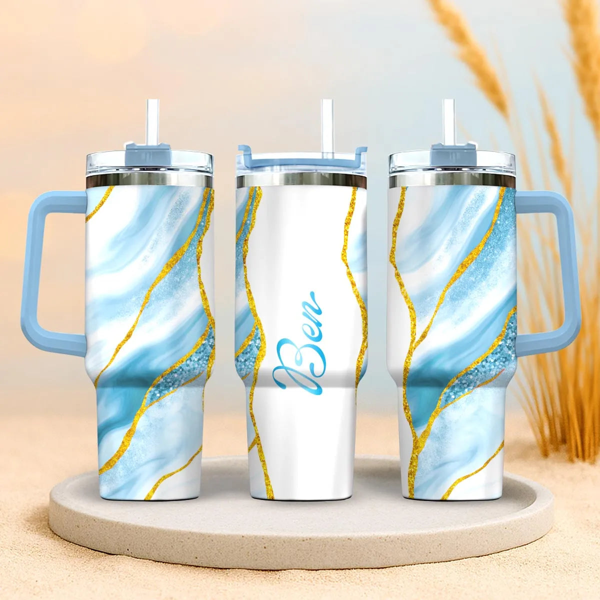BEN 40oz Personalized Tumbler Cup with Straw | Custom Stainless Steel Mug 13K1-TB1