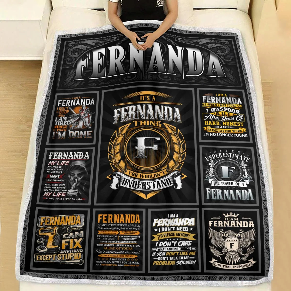 FERNANDA Personalized Blanket | Custom Name Cozy Throw Gift 13K1-BK2
