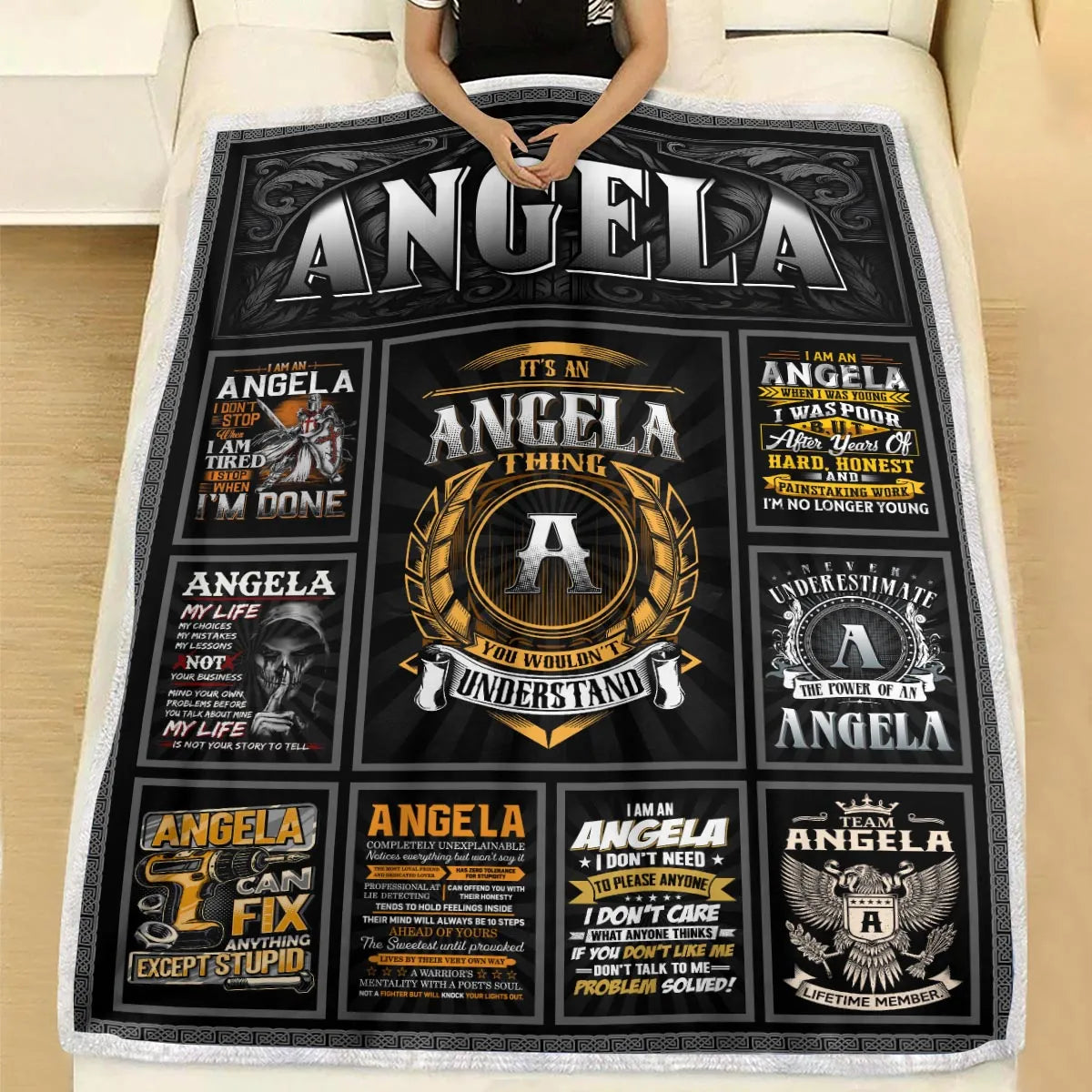 ANGELA Personalized Blanket | Custom Name Cozy Throw Gift 13K1-BK2
