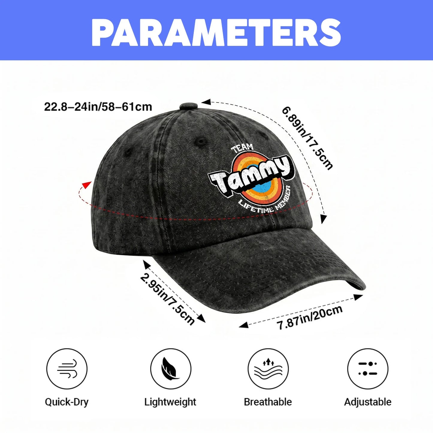 Team Your Name Lifetime Member Logo Cap TAMMY 13K1 C66PF