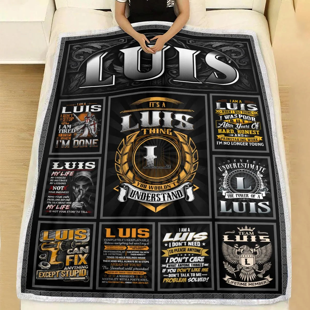 LUIS Personalized Blanket | Custom Name Cozy Throw Gift 13K1-BK2