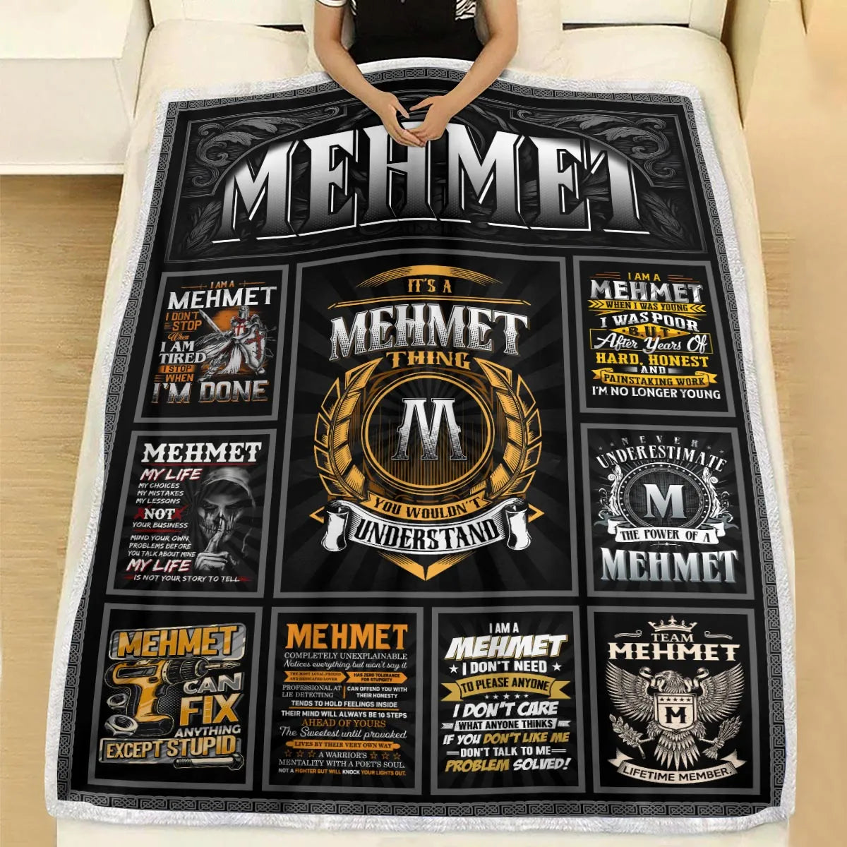 MEHMET Personalized Blanket | Custom Name Cozy Throw Gift 13K1-BK2