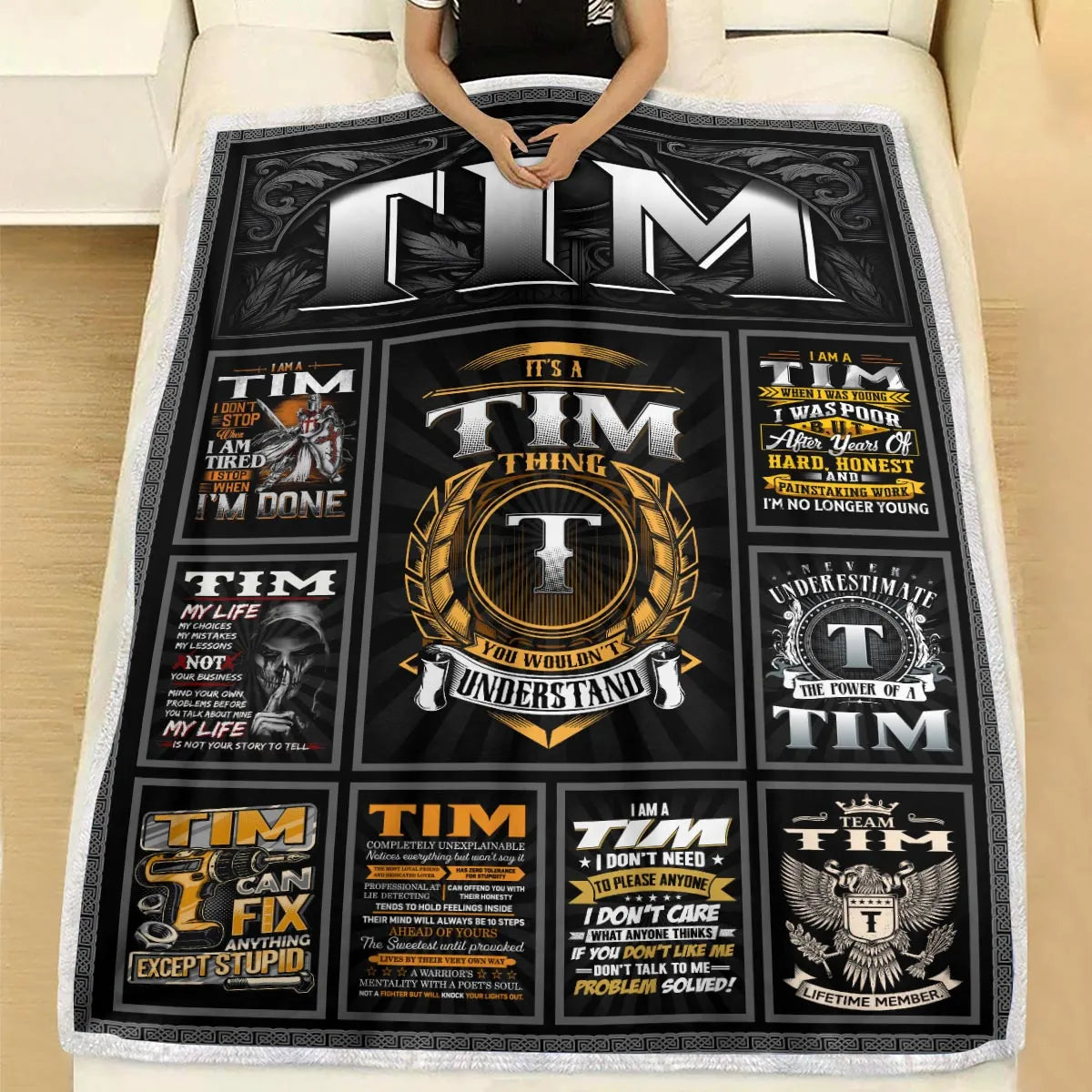 TIM Personalized Blanket | Custom Name Cozy Throw Gift 13K1-BK2
