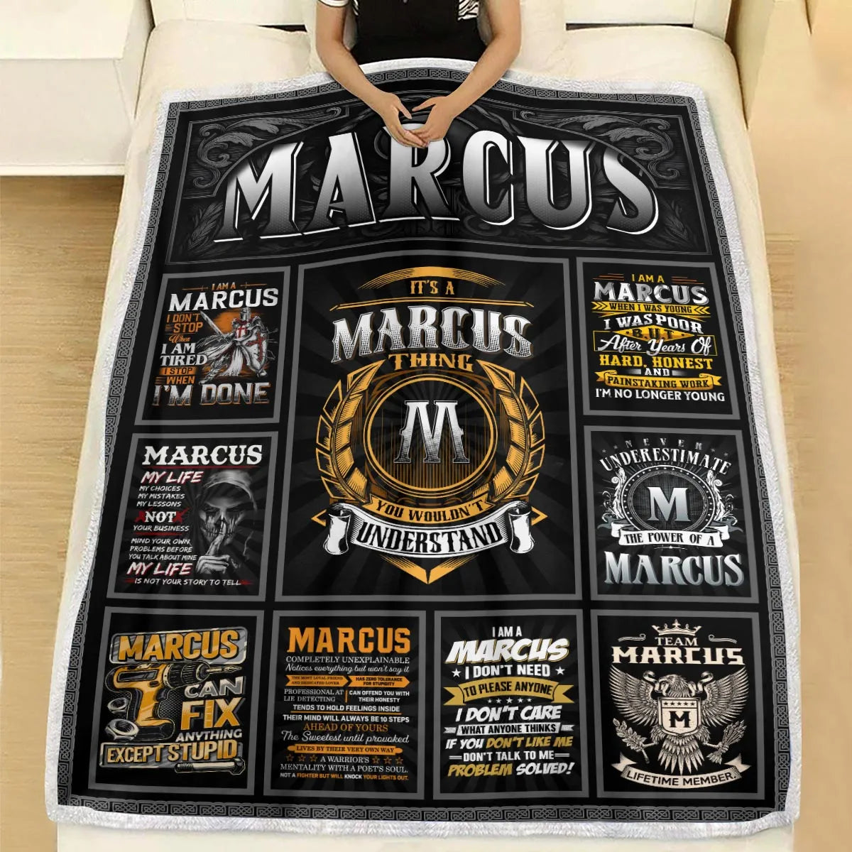 MARCUS Personalized Blanket | Custom Name Cozy Throw Gift 13K1-BK2