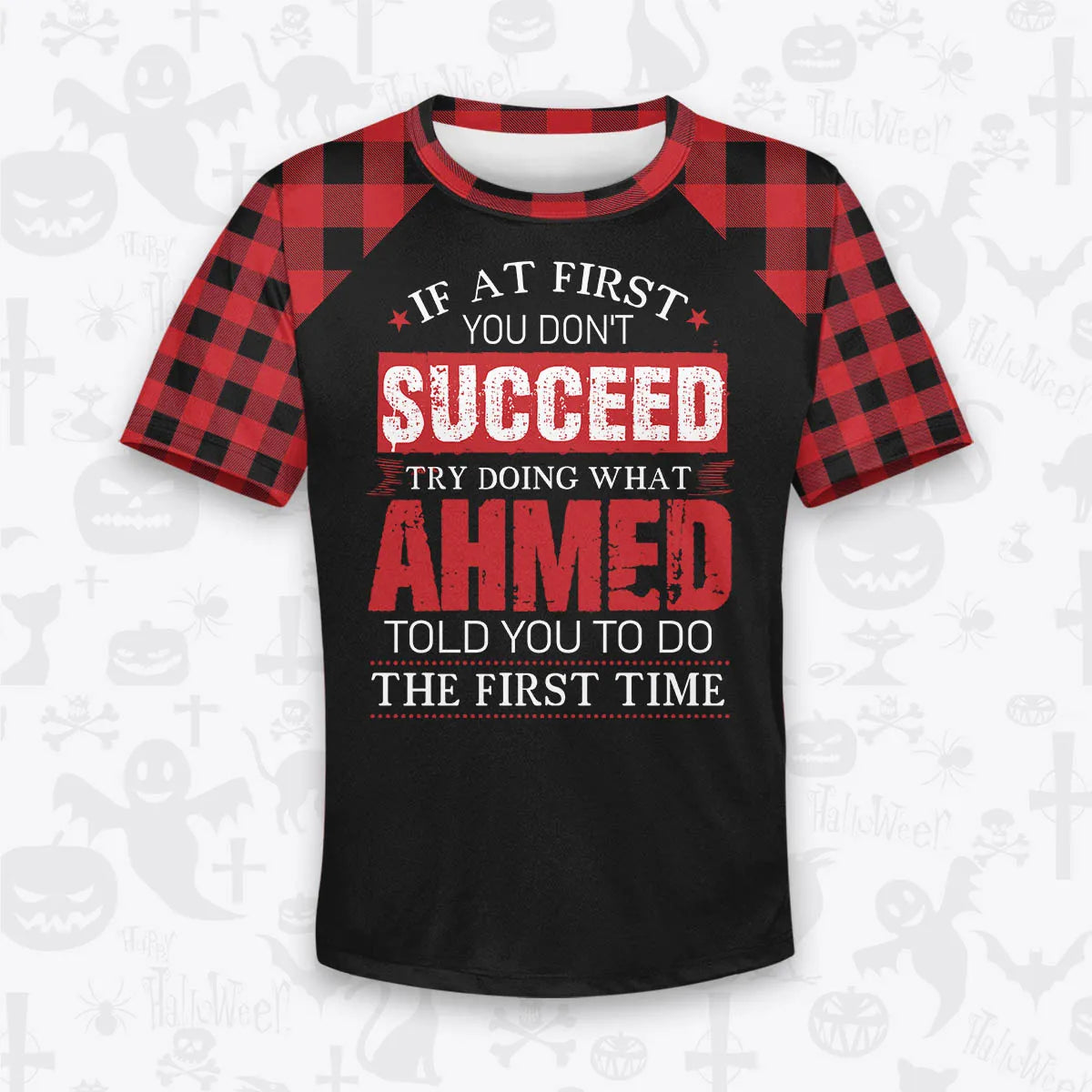 AHMED Buffalo Plaid Pajamas Set Tshirt & Pants 13K1-EV2
