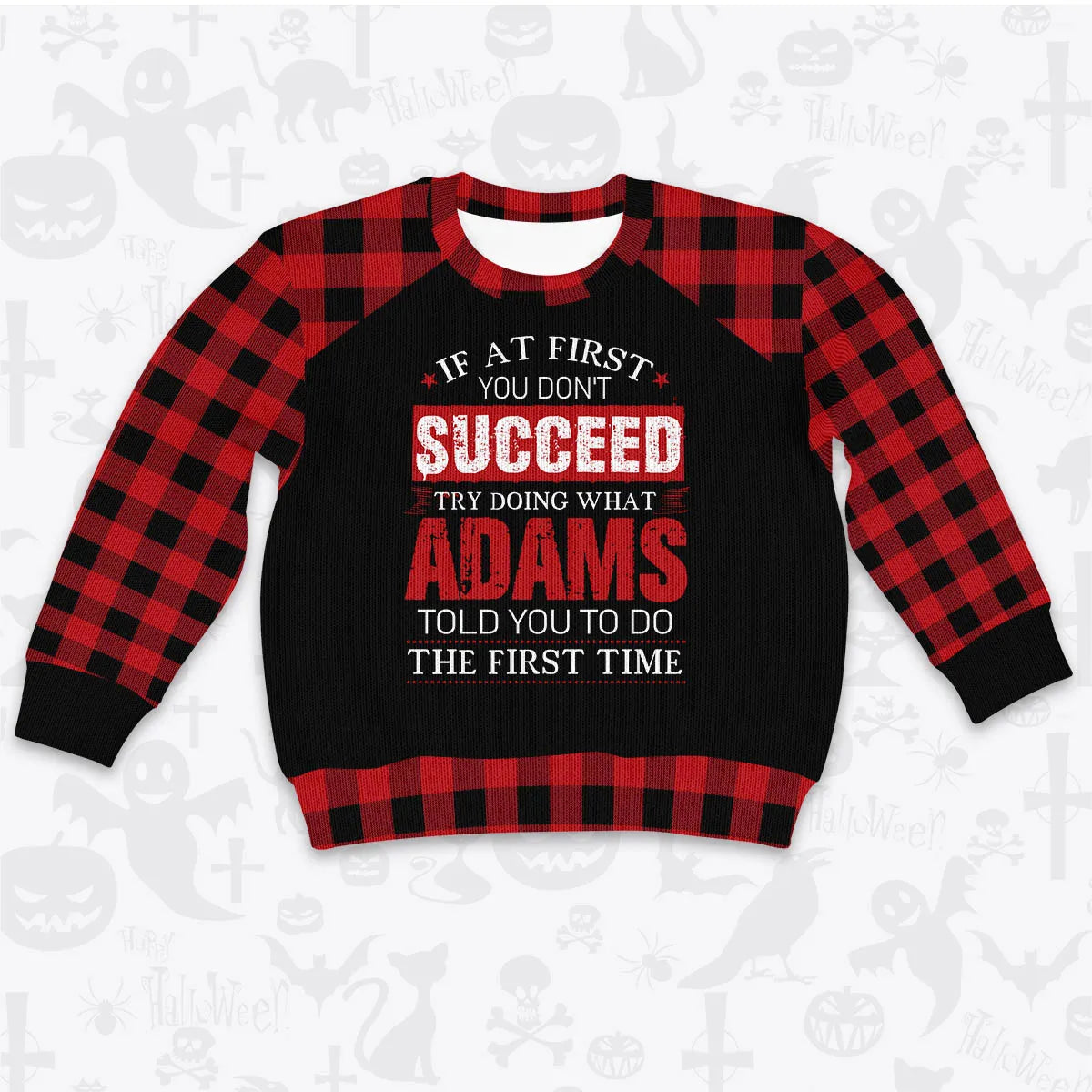 ADAMS Buffalo Plaid Pajamas Set Sweater & Pants 13K1-EV2