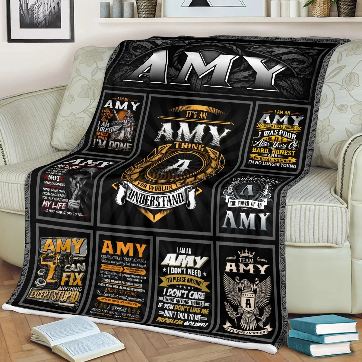 AMY Personalized Blanket | Custom Name Cozy Throw Gift 13K1-BK2