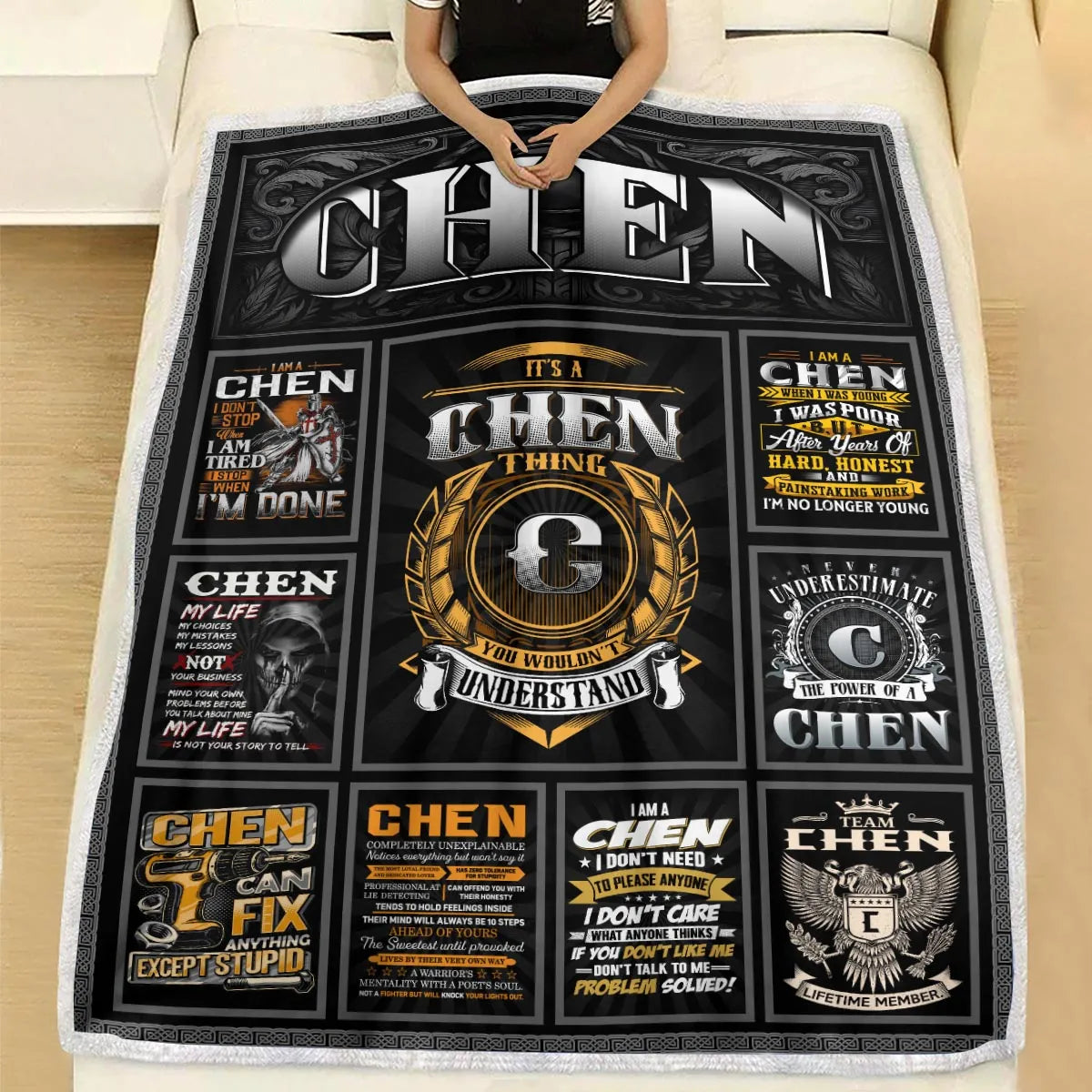 CHEN Personalized Blanket | Custom Name Cozy Throw Gift 13K1-BK2