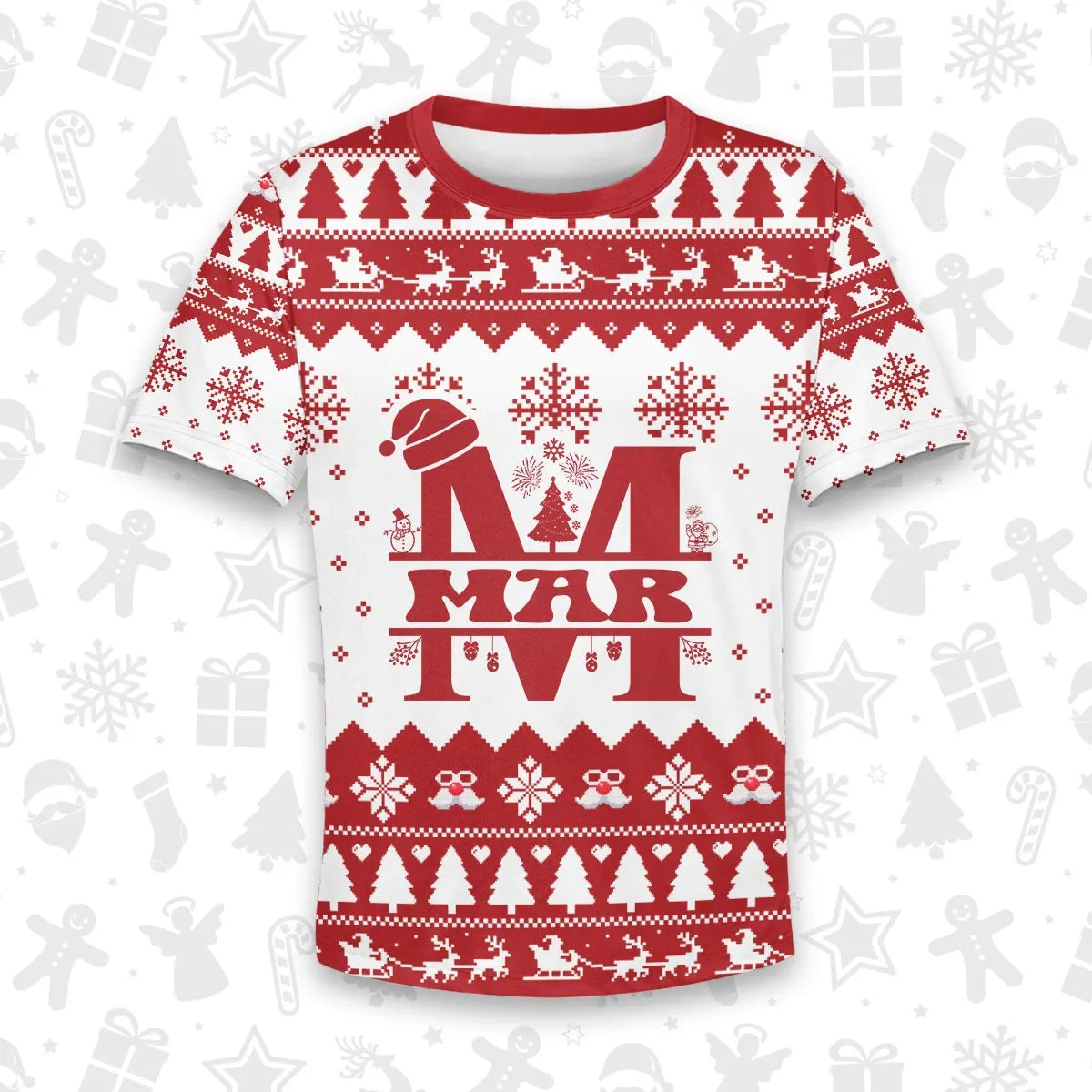 MAR Personalized Christmas T-Shirt Pajama Set - Holiday Gift Outfit 13K1-CR2