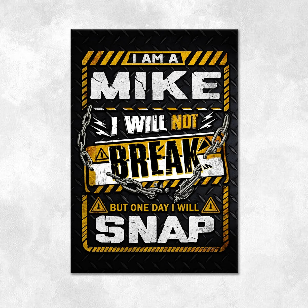 MIKE Motivational Rug – Black & Yellow Quote Carpet for Living Room 13K1-AR1