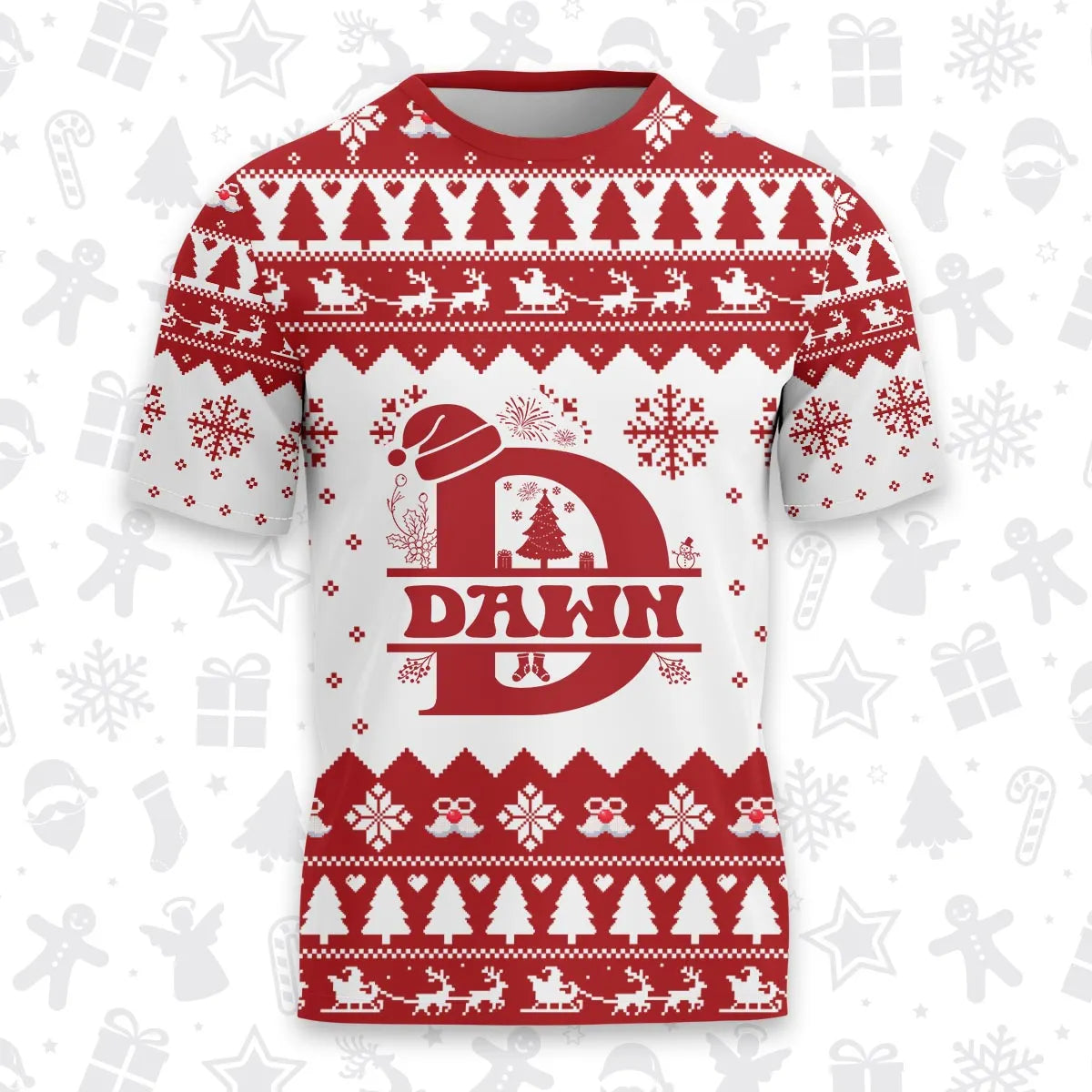 DAWN Personalized Christmas T-Shirt Pajama Set - Holiday Gift Outfit 13K1-CR2