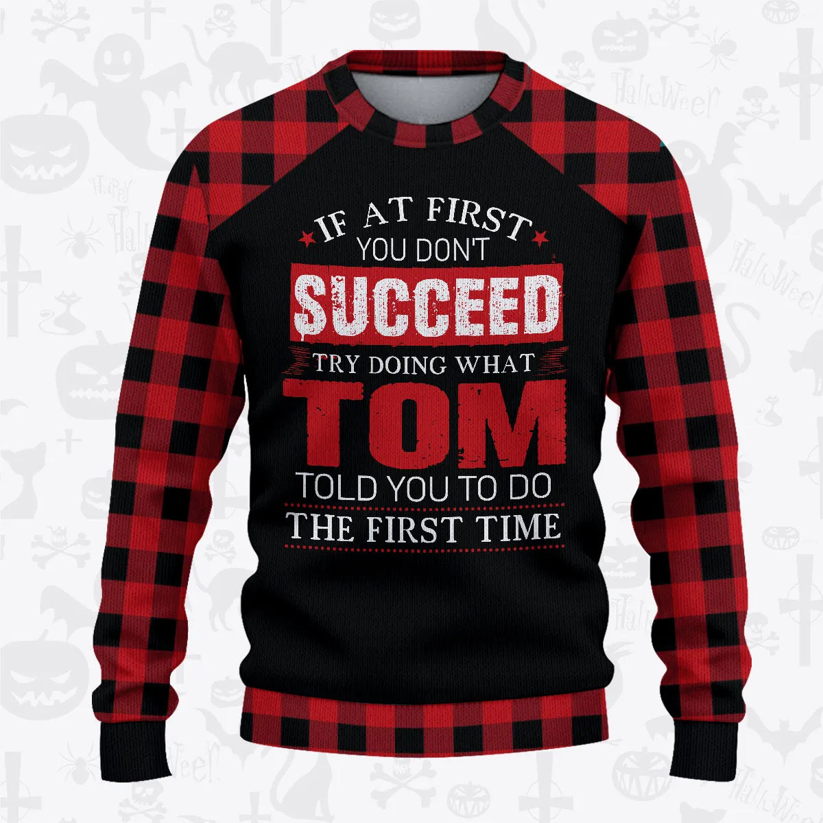 TOM Buffalo Plaid Pajamas Set Sweater & Pants 13K1-EV2