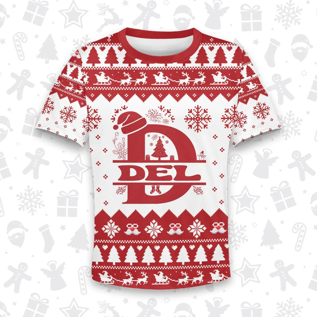 DEL Personalized Christmas T-Shirt Pajama Set - Holiday Gift Outfit 13K1-CR2