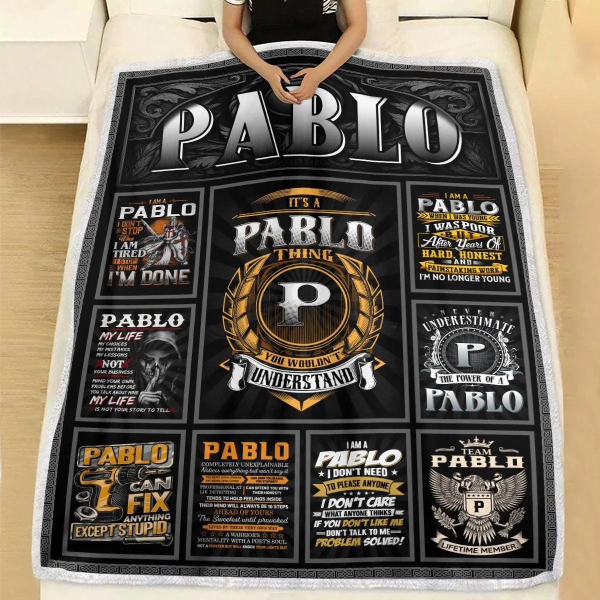 PABLO Personalized Blanket | Custom Name Cozy Throw Gift 13K1-BK2