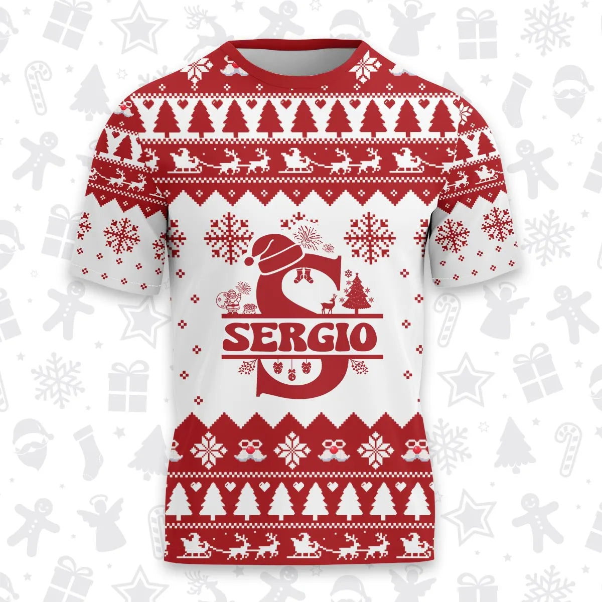 SERGIO Personalized Christmas T-Shirt Pajama Set - Holiday Gift Outfit 13K1-CR2