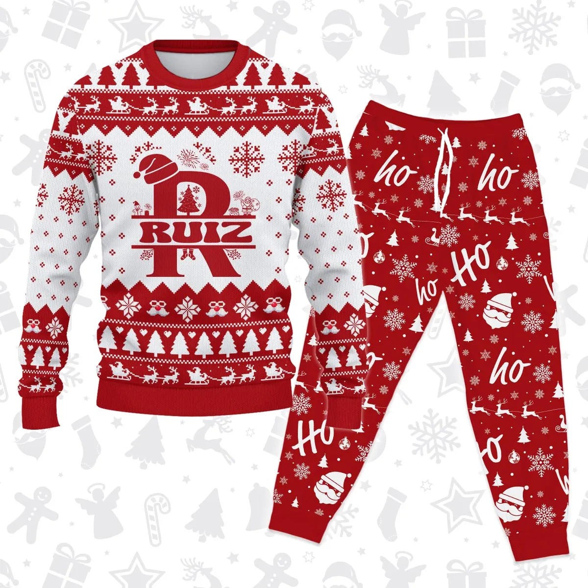 RUIZ Personalized Christmas Pajama Set - Holiday Gift Outfit 13K1-CR2
