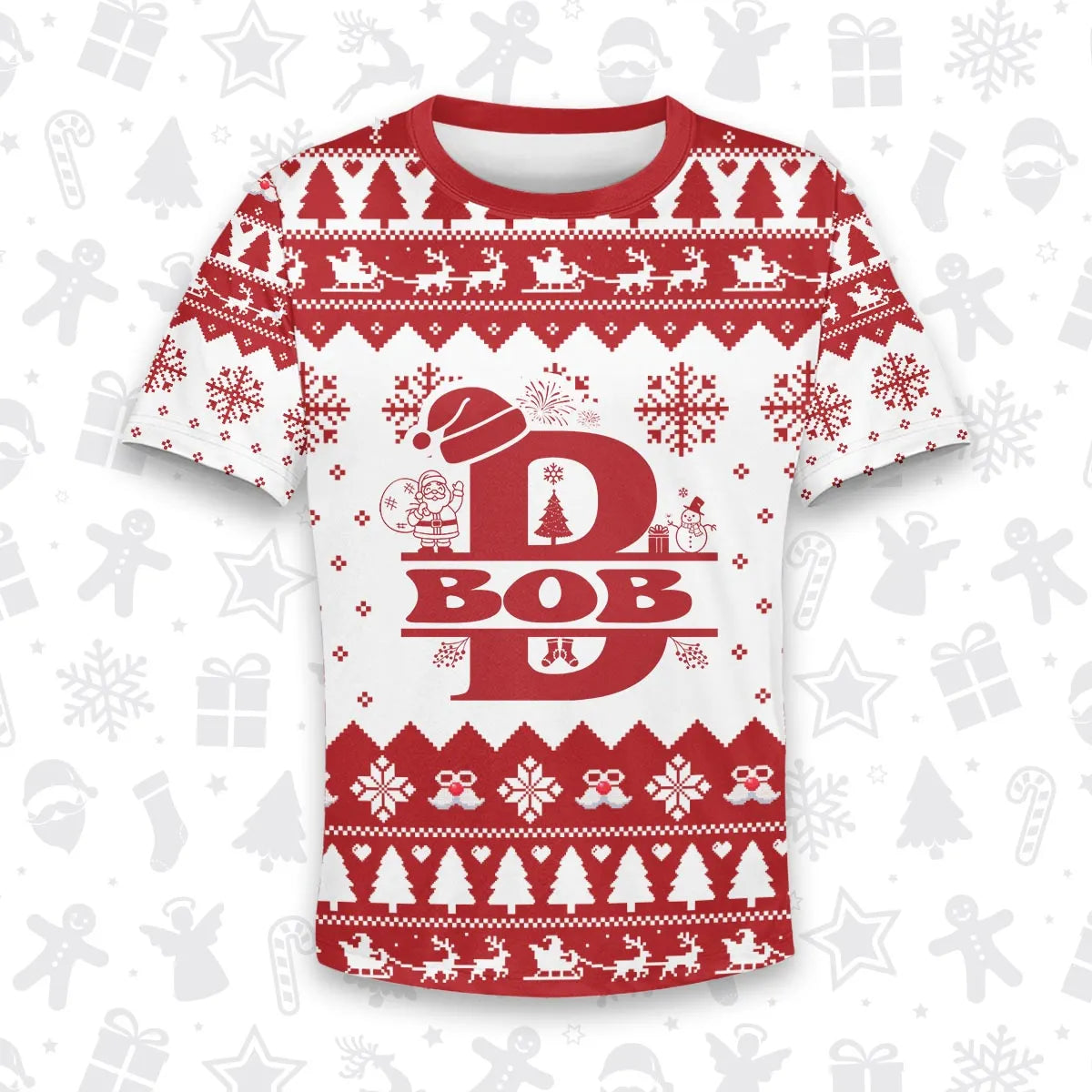 BOB Personalized Christmas T-Shirt Pajama Set - Holiday Gift Outfit 13K1-CR2