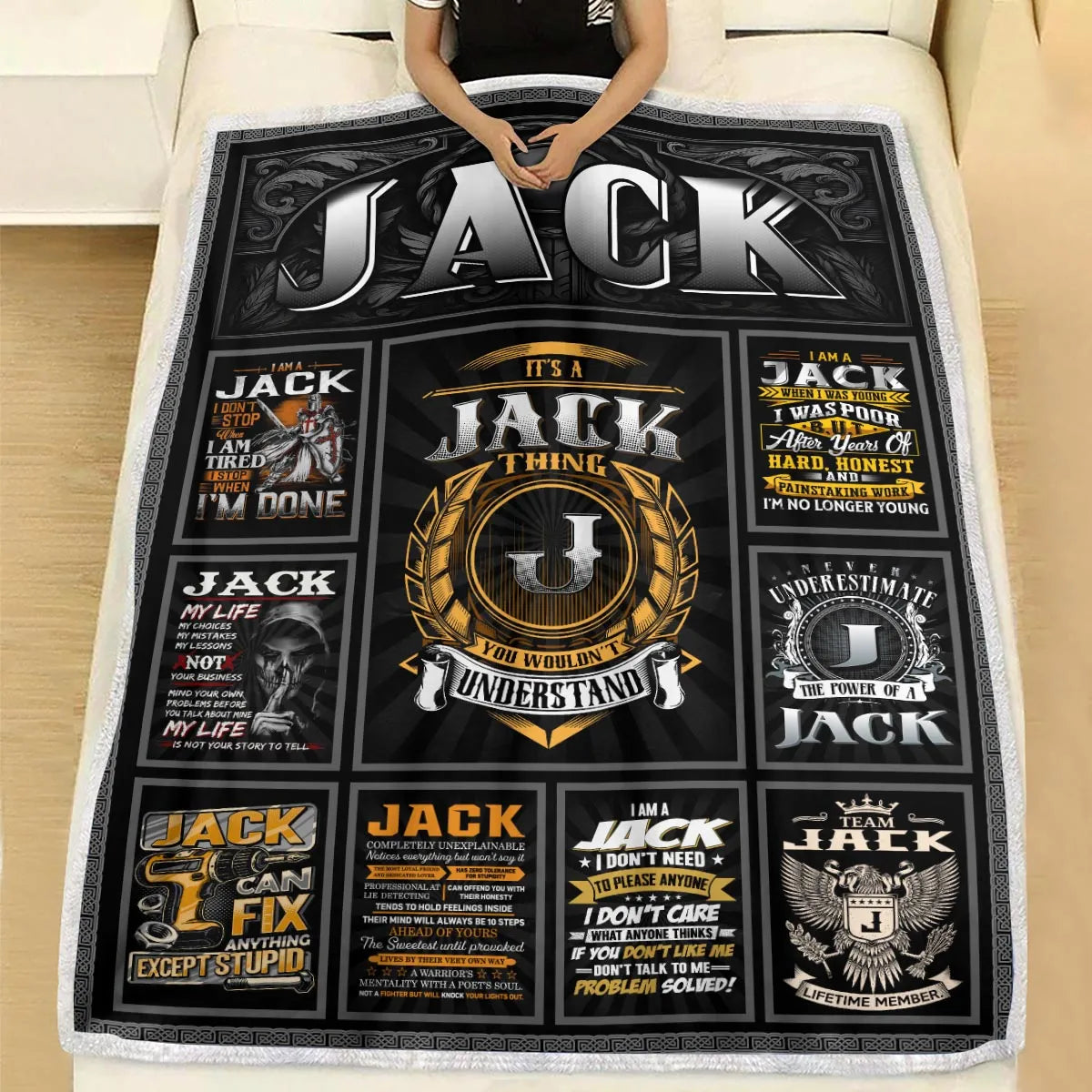 JACK Personalized Blanket | Custom Name Cozy Throw Gift 13K1-BK2