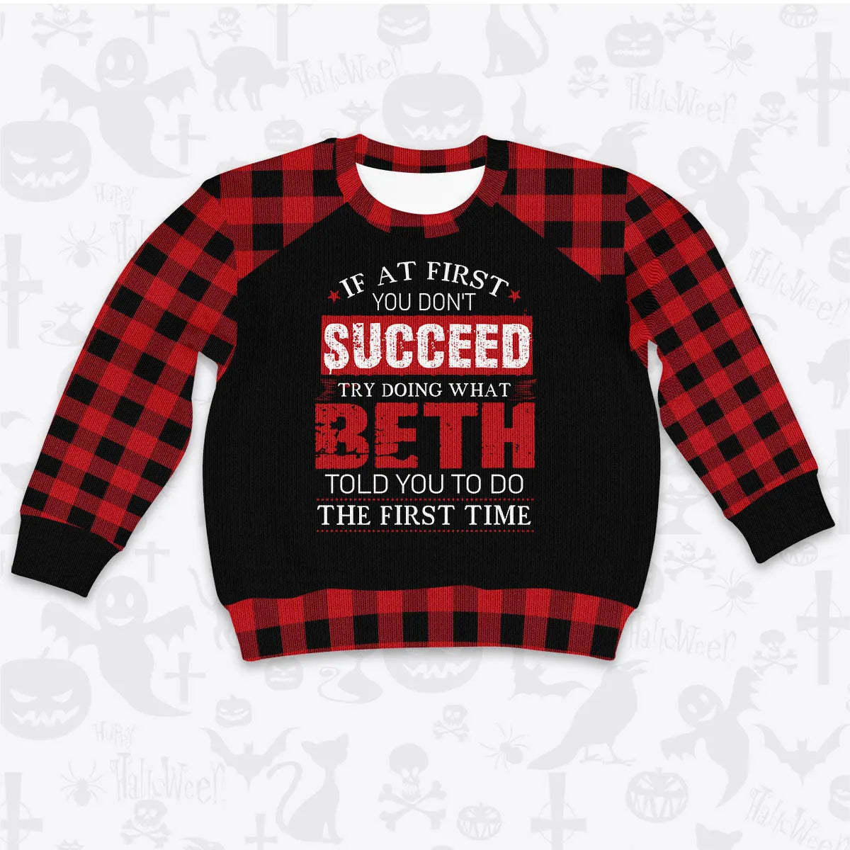 BETH Buffalo Plaid Pajamas Set Sweater & Pants 13K1-EV2