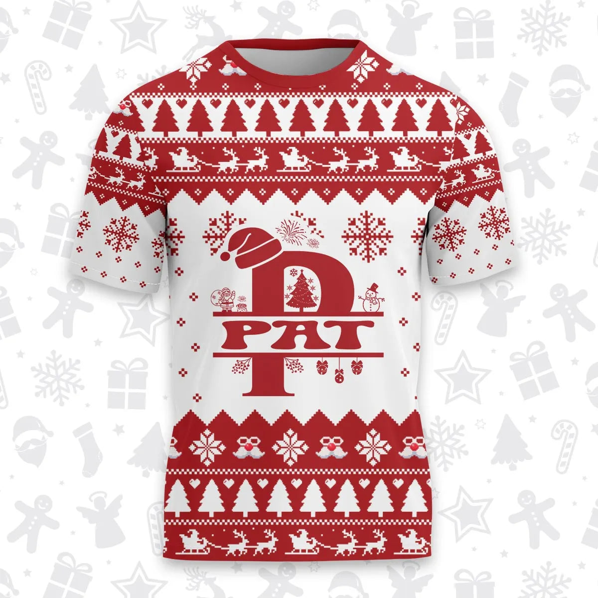 PAT Personalized Christmas T-Shirt Pajama Set - Holiday Gift Outfit 13K1-CR2