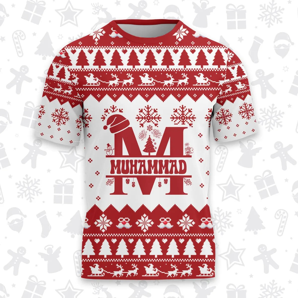 MUHAMMAD Personalized Christmas T-Shirt Pajama Set - Holiday Gift Outfit 13K1-CR2