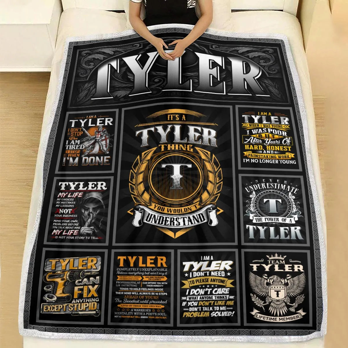 TYLER Personalized Blanket | Custom Name Cozy Throw Gift 13K1-BK2
