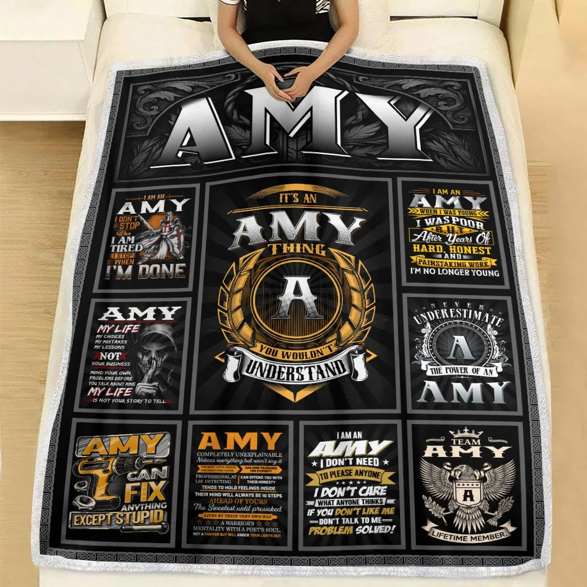 AMY Personalized Blanket | Custom Name Cozy Throw Gift 13K1-BK2