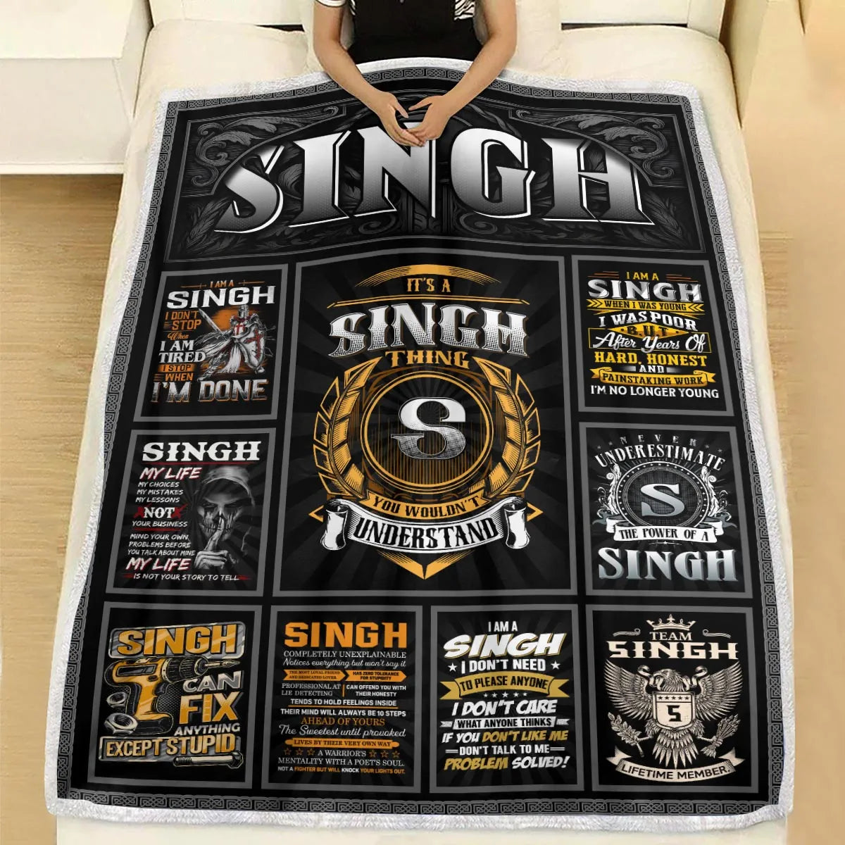 SINGH Personalized Blanket | Custom Name Cozy Throw Gift 13K1-BK2