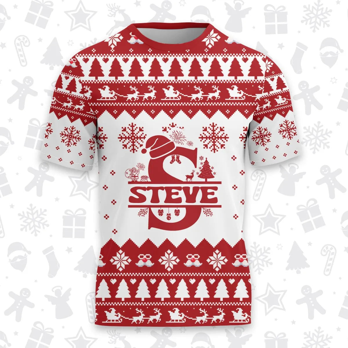 STEVE Personalized Christmas T-Shirt Pajama Set - Holiday Gift Outfit 13K1-CR2