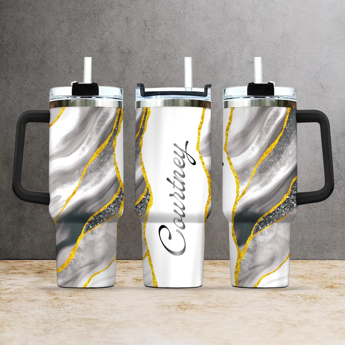 COURTNEY 40oz Personalized Tumbler Cup with Straw | Custom Stainless Steel Mug 13K1-TB1