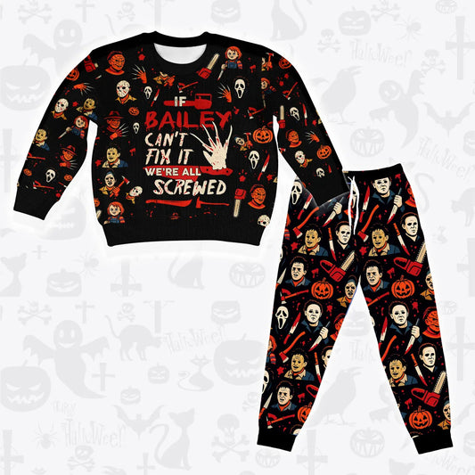 BAILEY Horror Halloween Pajamas Set Cozy Sweater & Pants Sleepwear 13K1-HL1