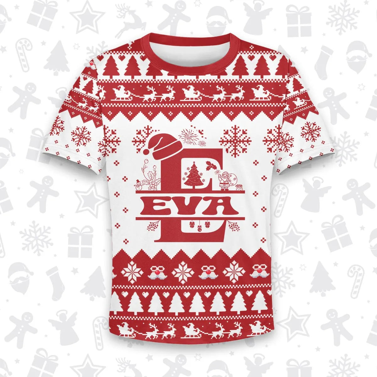 EVA Personalized Christmas T-Shirt Pajama Set - Holiday Gift Outfit 13K1-CR2