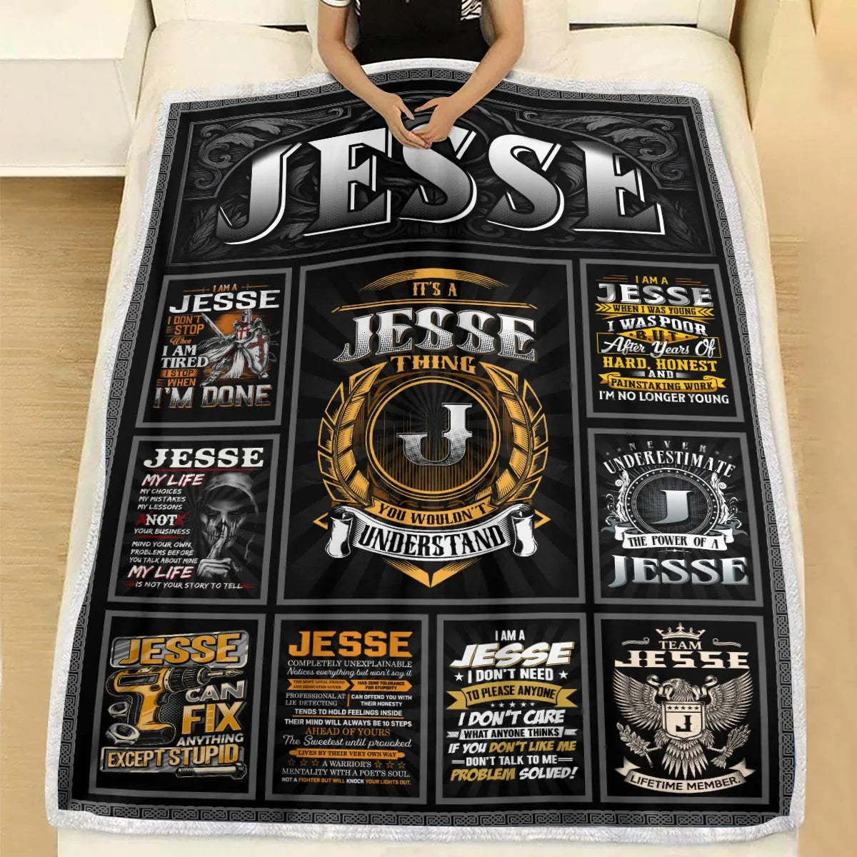 JESSE Personalized Blanket | Custom Name Cozy Throw Gift 13K1-BK2