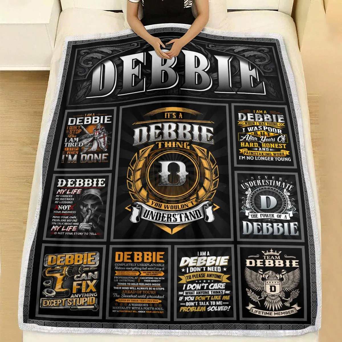 DEBBIE Personalized Blanket | Custom Name Cozy Throw Gift 13K1-BK2