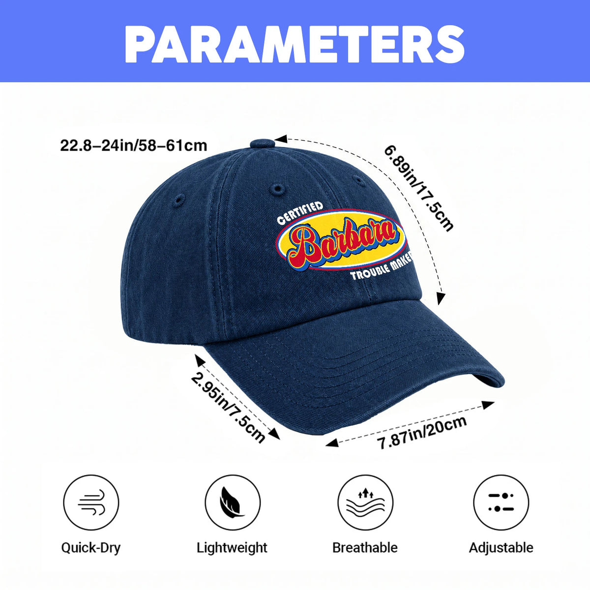Certified Your Name Trouble Maker Washed Cap BARBARA 13K1 C73PF