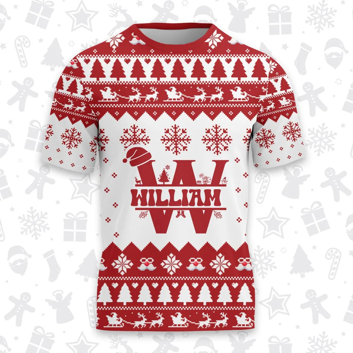 WILLIAM Personalized Christmas T-Shirt Pajama Set - Holiday Gift Outfit 13K1-CR2