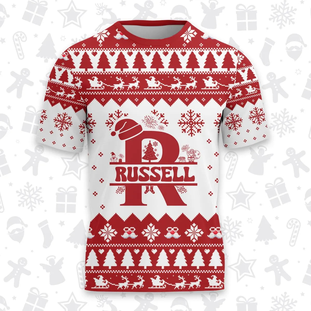 RUSSELL Personalized Christmas T-Shirt Pajama Set - Holiday Gift Outfit 13K1-CR2